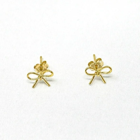 New Anthropologie Gold Bow Stud Post Earrings - Picture 1 of 4